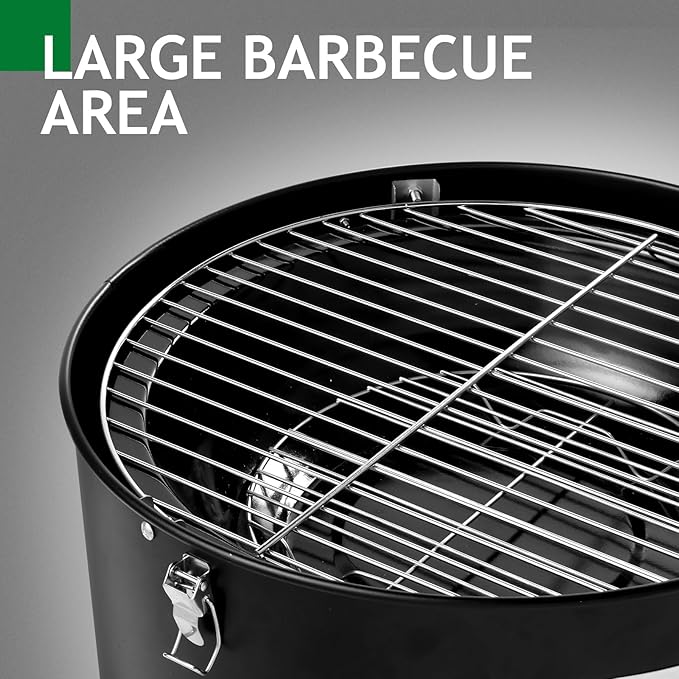 16.5 Inch BBQ Smoker Grill, 3-in-1 Vertical Charcoal Smoker, Portable Outdoor Meat Smokers with Built-In Thermometer, Air Vent, And 2 Access Doors, Idea for Parties, Backyard, Barbecues