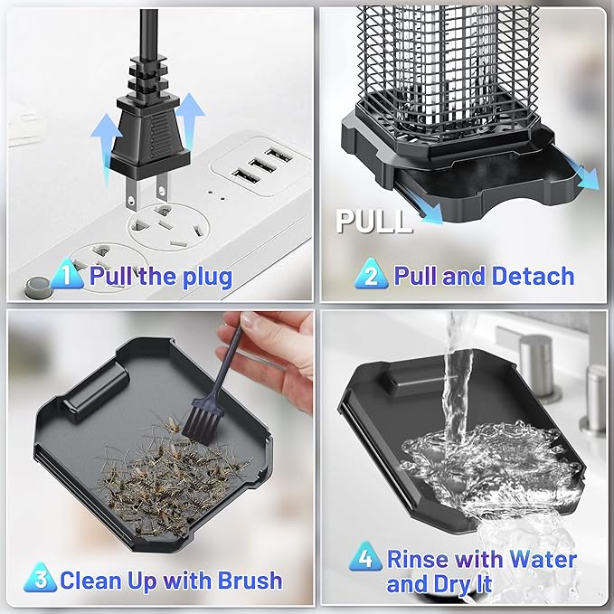 Bug Zapper Outdoor, 4200V Electric Mosquito Zapper Indoor, Insect Fly Zapper Waterproof with 5ft Power Cord, Mosquito Killer for Home, Patio, Kitchen, Backyard, Camping, Plug-in