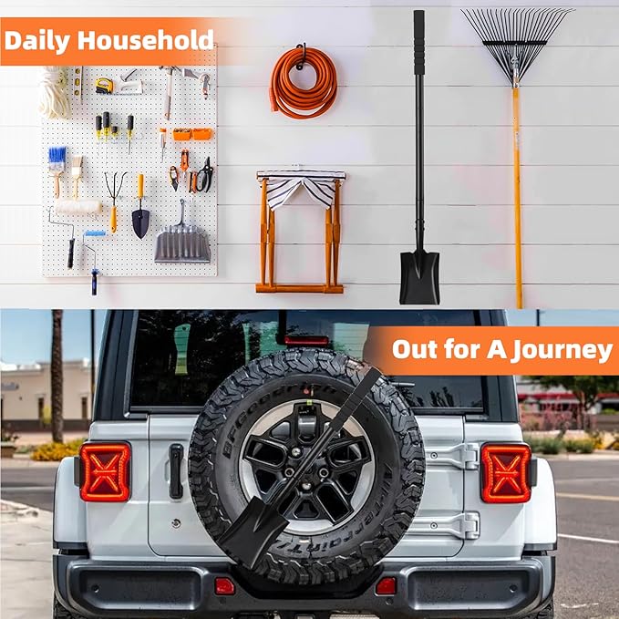 Small Square Shovel 43.3Inches Heavy Duty Garden Tools with Metal Handle, Small Transfer Spade for Digging Camping Car Beach Shovel, Black