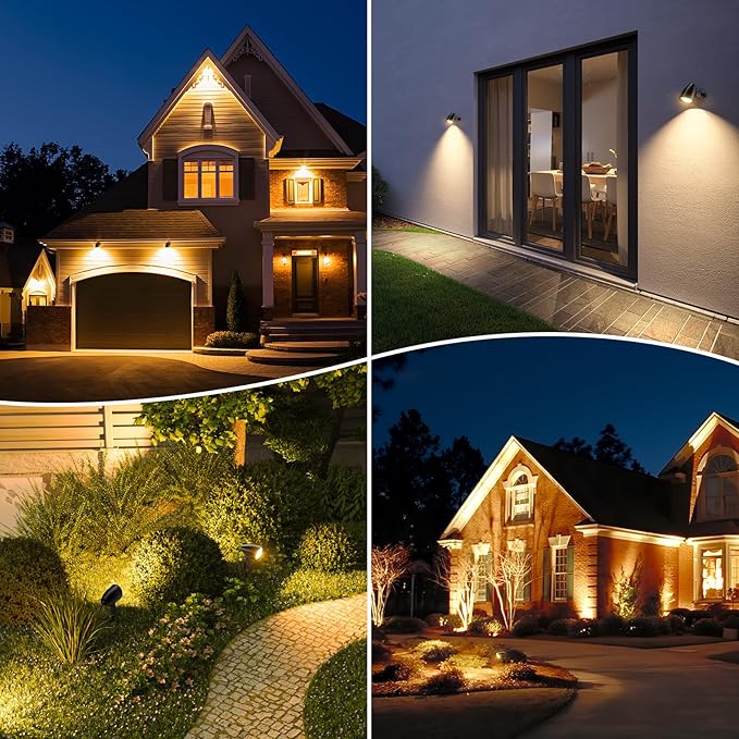 ZZXX 20W Low Voltage Landscape Lights Garden Pathway Lights Super Warm White(2000LM) AC/DC 12V-24V LED Landscape Spotlights Outdoor Waterproof with Photocell Sensor for Patio Yard Wall Tree (6 Pack)