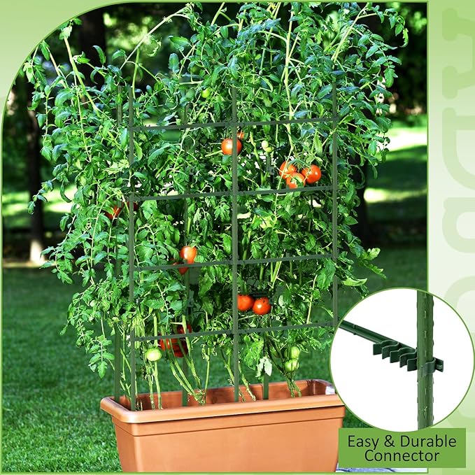 50 Pcs Expandable Trellis Connectors, 11 Inch Green Plastic Stake Arms for Tomato Cage, Climbing Plants Attach, 11mm Diameter Plant Stake