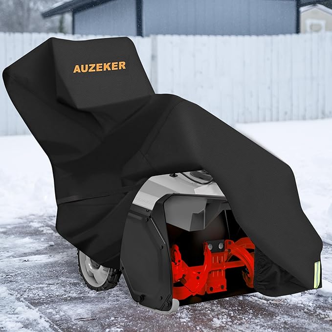 Snow Blower Cover, 900D Snowblower Covers Oxford Fabric Waterproof, Outdoor Snow Thrower Cover Heavy Duty, Universal Size Fits Single and Two Stage Snow Blowers, Water, Wind, UV-Black