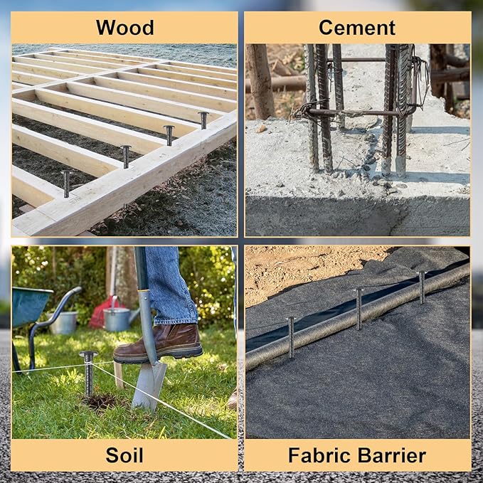 MIVIDE 12 Pack 16 Inch Black Rebar Stakes, 1/2 Inch Diameter, Galvanized Steel Ground Anchors, Heavy Duty Metal Rebar Stakes for Speed Bumps, Garden Plants, Wheel, Wood, Tent