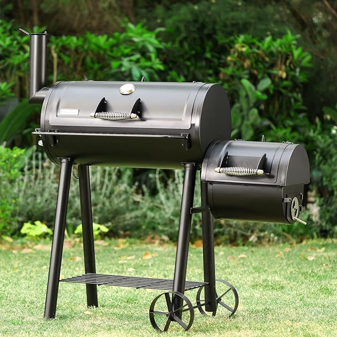 Sophia & William Charcoal Grill with Offset Smoker, 512 Square Inches Outdoor BBQ Grill Offset Charcoal Smoker for Patio, Garden, Picnics, Camping, Backyard Cooking, Black