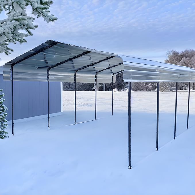 12x20 FT Heavy Duty All-Steel Carport Canopy, All-Weather Outdoor Metal Shelter for Truck, Boat, Tractor & Storage