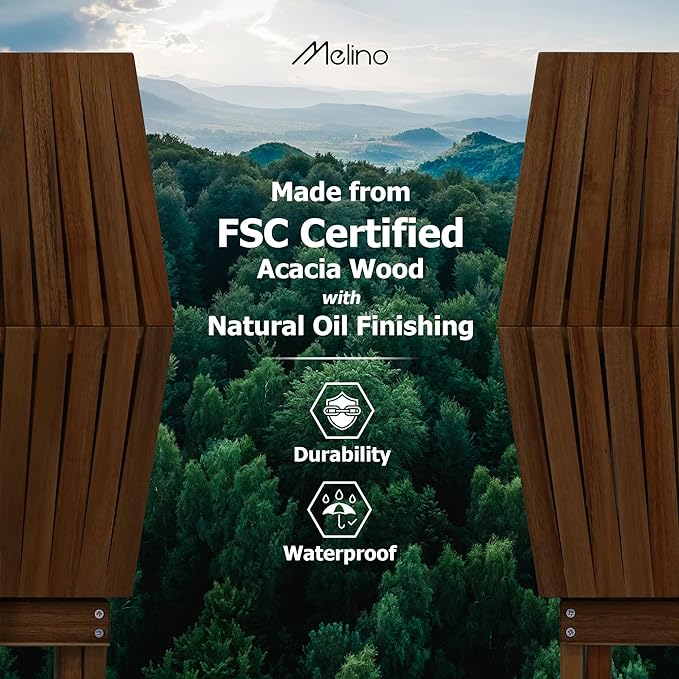 Melino Wooden Folding Outdoor Side Table, FSC Certified Acacia Weatherproof Side Tables, Wood Folding Small Table for Outdoor, Patio, Porch, Pool, Backyard, Garden, Balcony and Deck - Chestnut