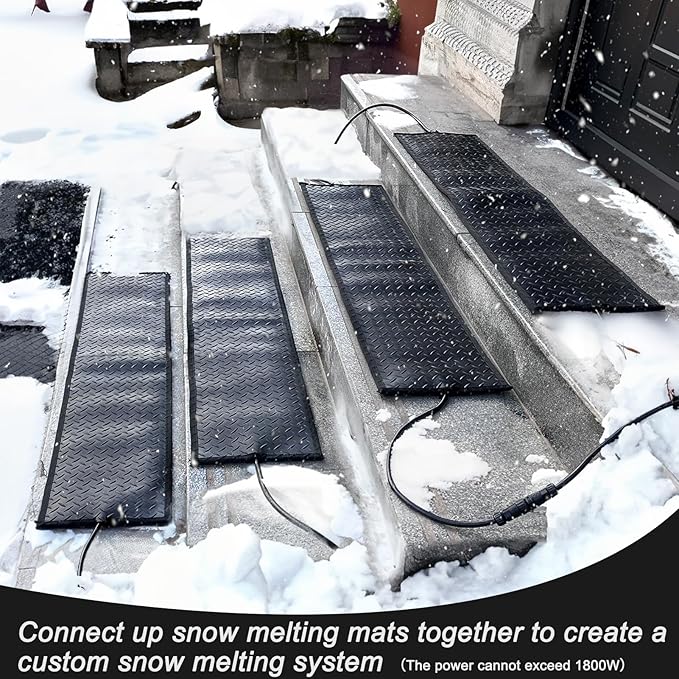 30'' x 30'' Snow Melting Mats Outdoor, Heated Snow Melting Mats, Electric Ice Melting Mats For Winter Snow Removal,Driveway Heating Mat For Snow,Heated Walkway Mats Outdoor With With 10ft Power Cord
