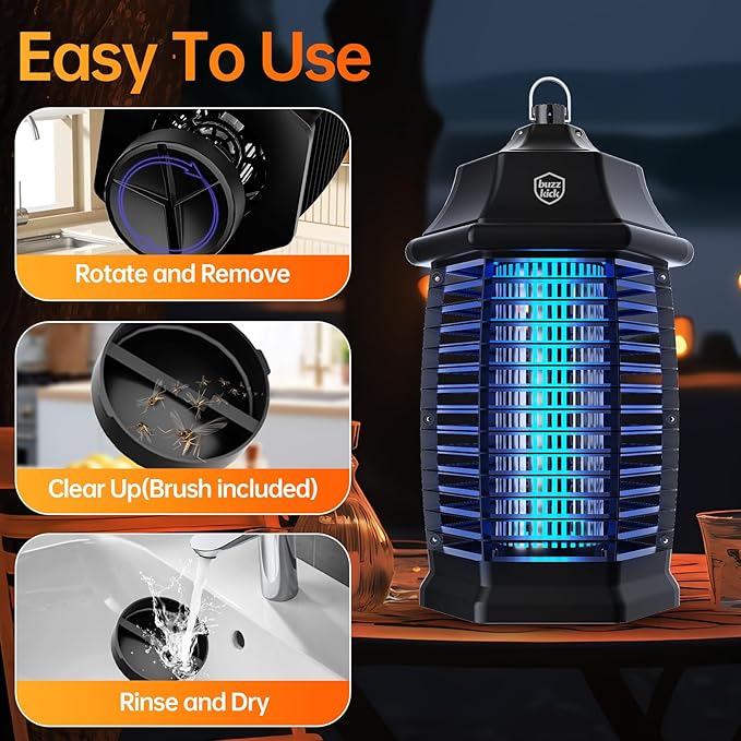 Bug Zapper Indoor, Fly Zappers Electric Mosquitoes Insect Gant Fruit Flies Moth Traps with 4200V for Home Living Room Bedroom Kitchen Backyard Patio Garage Office Camping