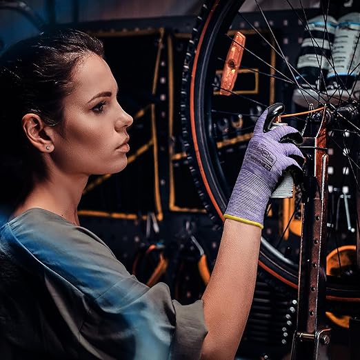 COOLJOB 20 Pairs Nitrile Dipped Rubber Coated Safety Work Gloves with Grip, Non-slip Bulk Gardening Roofing Gloves for Ladies Women, Oil-resistant Gear for Package Handler, Warehouse Worker, Medium