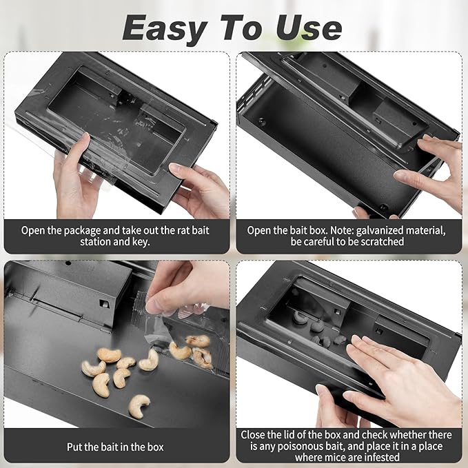 Qualirey 4 Pack Multi Catch Mice Trap Clear Top Humanized Mouse Trap Rodent for Indoor Outdoor Rat Control Pet and Security (Black)