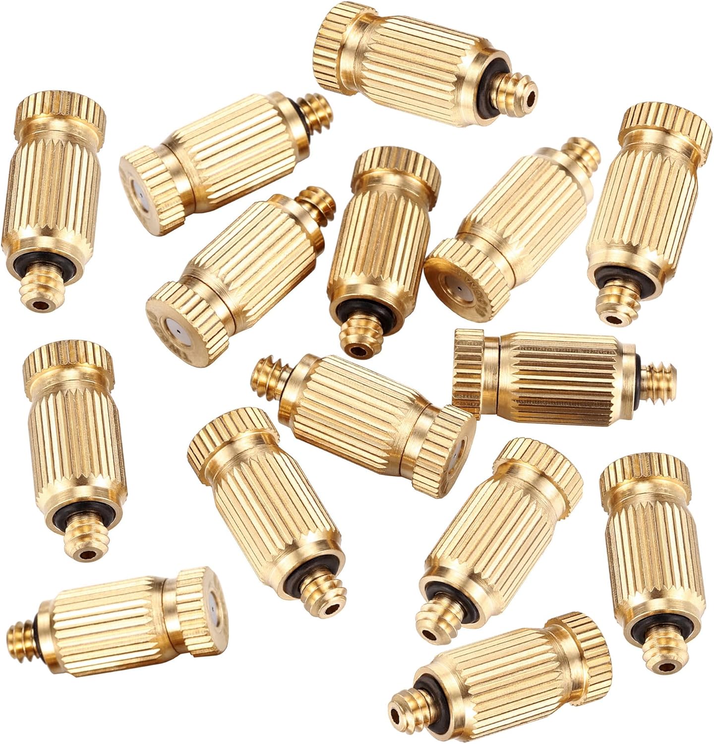 Mornajina 30 Packs Brass Misting Nozzles Mister Replacement Nozzles for Outdoor Cooling System, Misting System Heads Sprayer 0.020" (0.5 mm) 10-24 UNC, High Pressure
