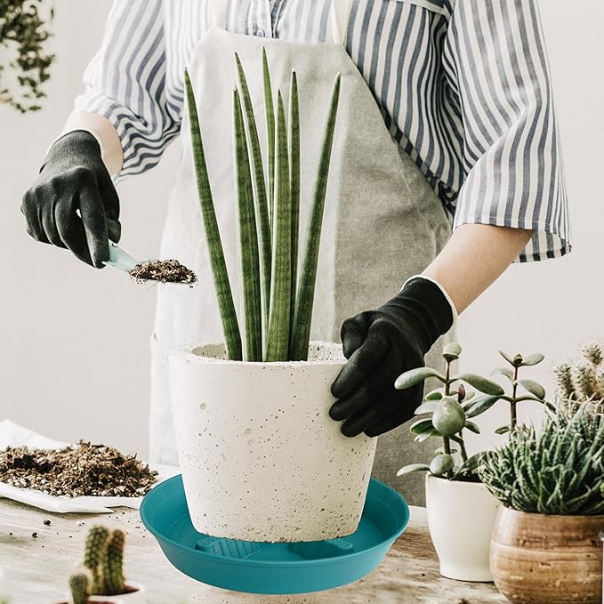 4 Pack Plant Saucer 8 inch, 10 12 14 17 inch, Plant Stand Plastic Plant Saucers for Indoors Outdoor, Heavy Duty Flower Planter Drip Trays for Pots, Pot Saucers for Plants, Grow Bags Saucers