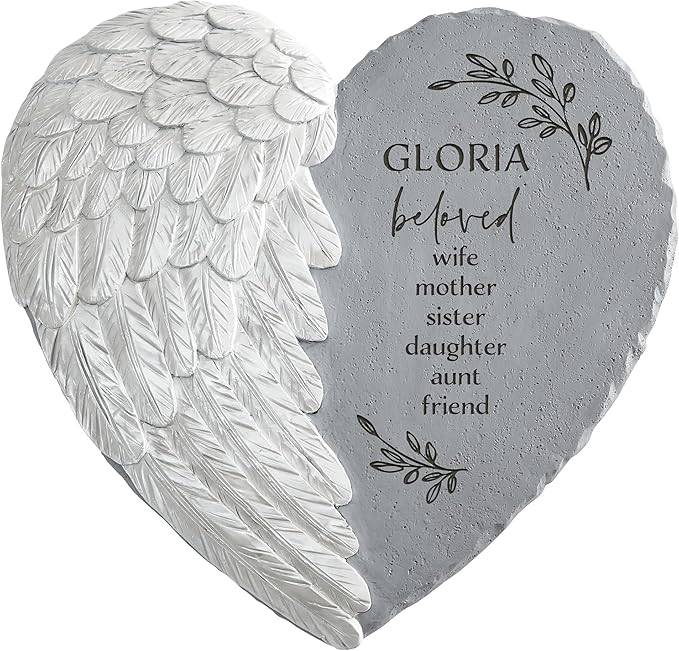 Let's Make Memories Personalized Memorial Garden Stone - Sympathy - Loss of Loved One - Condolences - Indoor/Outdoor - Durable Resin - 3D Iridescent Wing - Loved by All