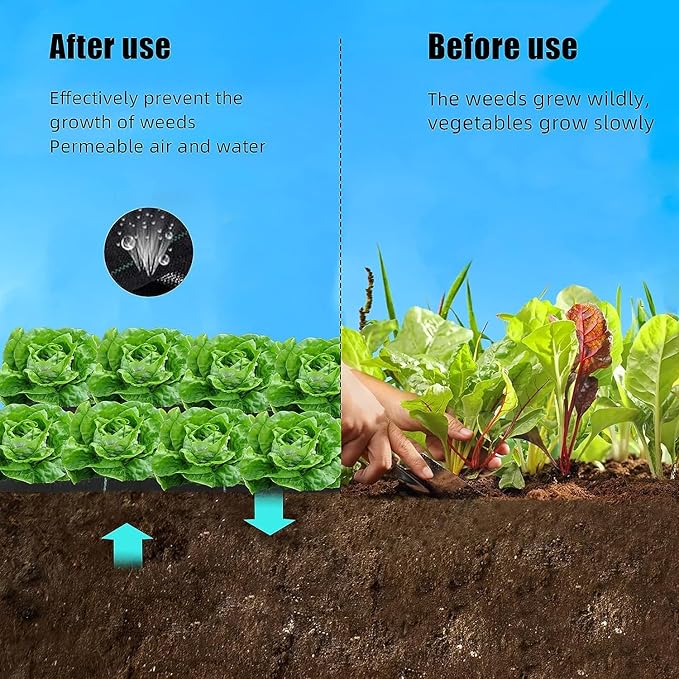 6.5ft x 330ft Weed Barrier Landscape Fabric Heavy Duty, Premium 3.2oz Ground Cover Weed Block Gardening Mat, Easy Setup & Superior Weed Control