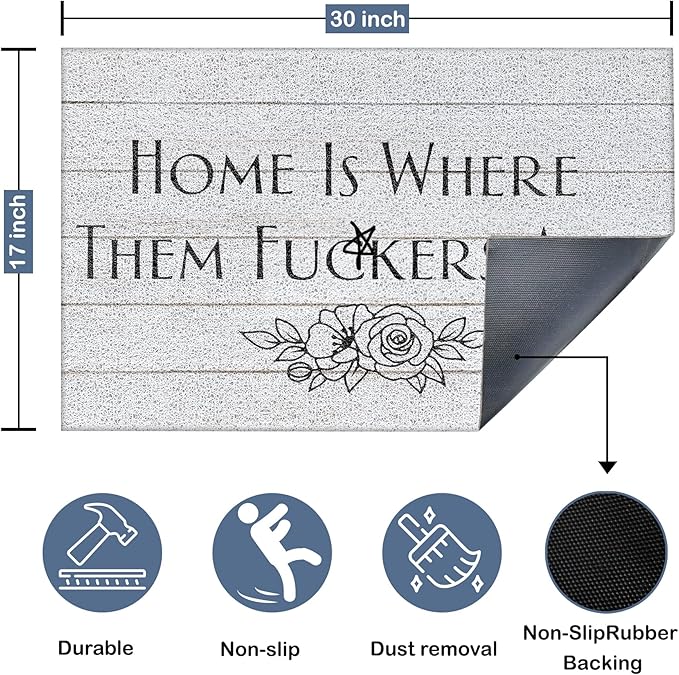 620 Outdoor Welcome Mat Washable,Funny Low Profile Indoor Door Mats for Entryway