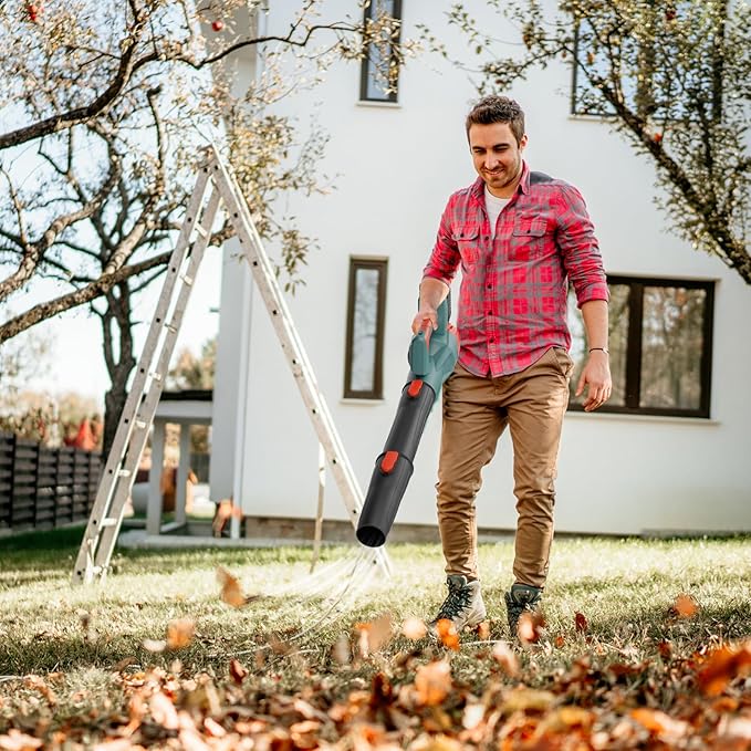 580CFM Cordless Leaf Blower, 6-Speed Electric Lawn Blower with 2x4.0Ah Battery & Charger, Lightweight Patio Cleaner for Leaves, Snow, and Debris