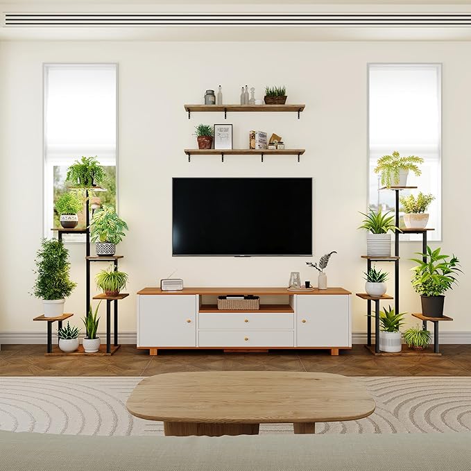 Plant Stand Indoor with Grow Lights - Tiered Corner Shelf Small Metal Lighted Flower Rack Multiple