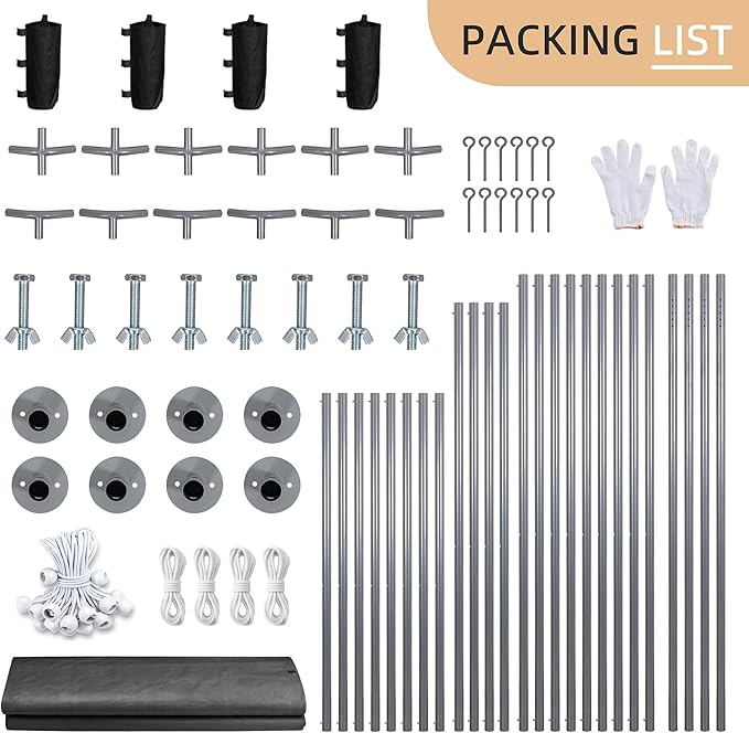 JY QAQA Carport, 12x20 FT Heavy Duty Carport with Removable Side Walls and Doors, Portable Garage with Roll-Up Window and Sandbags, Car Canopy with All-Season Tarp for Cars, Trucks, Boats, Grey