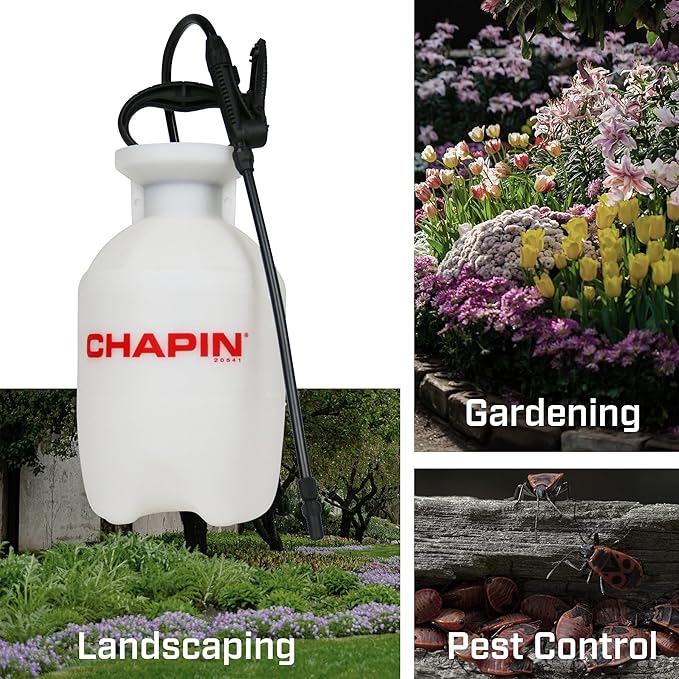 Chapin International 20541 1 Gallon Lawn & Garden Multi-Purpose Sprayer with Foaming and Adjustable Nozzles, Made in The USA, 1-Pack, Translucent White