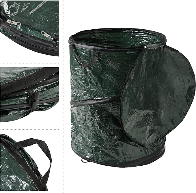 Wakeman 29.5-Gallon Pop up Outdoor Garbage Can Set - Set of 2 Collapsible Trash Cans for Parties, Yard Waste, or Laundry - Camping Accessories