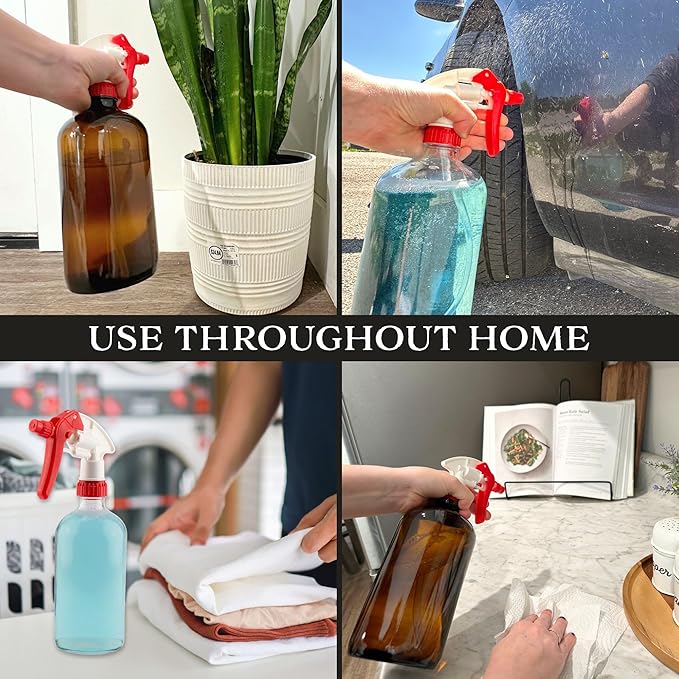 Cornucopia Brands 28-400 Replacement Trigger Sprayer Nozzles (12-Pack); Heavy Duty Replacement Part 16oz / 32oz Spray Bottles w/ 10-Inch Dip Tube