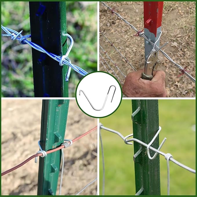 T-Post Clips Galvanized Steel Fence Clips 150 PCS 10 Gauge Convenient and Fast Installation Pre-Cut Fence Ties for T-Posts/U-Posts