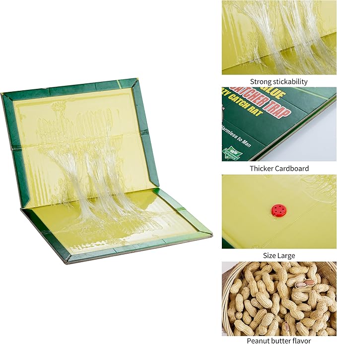 10-Pack Large Mouse Glue Traps with Enhanced Stickiness, Rat Snake Sticky Pad Board for House Indoor Outdoor, Easy to Set, Extra Large