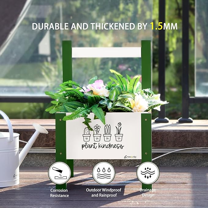 Raised Garden Bed with Trellis Elevated Planter Box with Legs, Drainage Holes for Outdoor Garden, Patio, Natural Wood 17.7”L x 16.1”W x27.6”H(Green)