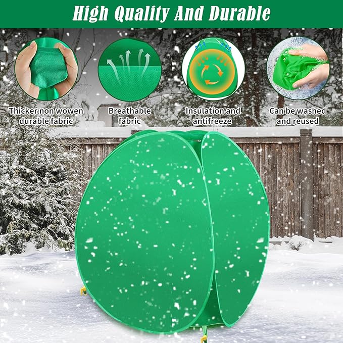 4 Pack Plant Covers Freeze Protection, Pop Up Shrub Frost Covers for Outdoor Plants Warm Plant Protectors Tent for Winter Protecting Fruit Potted Plants and Shrub from Freezing Animals Eating(22x22x23