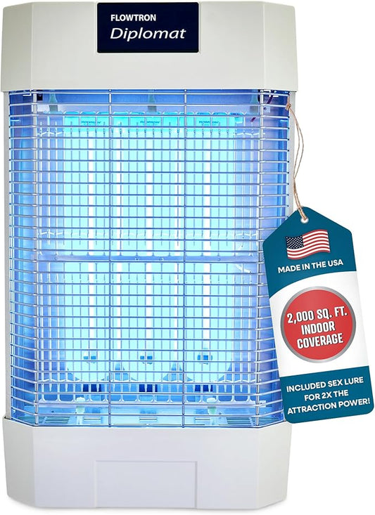 Flowtron Indoor Bug Zapper | Electric Fly & Insect Killer with 120W UV Light, Pheromone Lure Attractant, Shock Kill Grid & Reflector Panels | 2000 Sq Ft for Kitchen, Restaurant & Barn, UL Certified