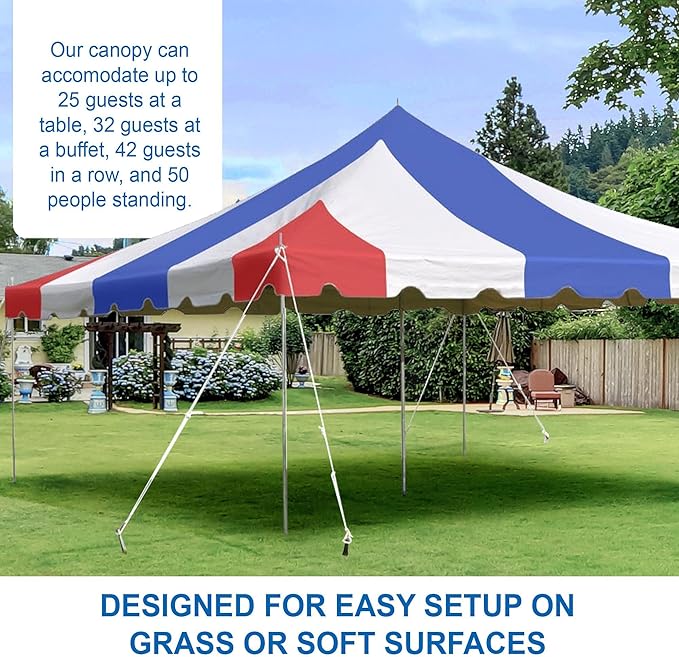 Party Tents Direct 20'x 20' Weekender Canopy Pole Tent with Sidewalls - Easy Up Canopy Tent with 80 Person Capacity - Outdoor Canopies for Parties, Weddings, and Events (Red White and Blue)