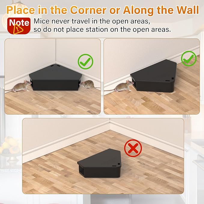 Anblak Mouse Station with Keys Black 6 Pack, Key Required Mouse Stations, Mice Stations, Keeps Children and Pets Safe Indoor & Outdoor