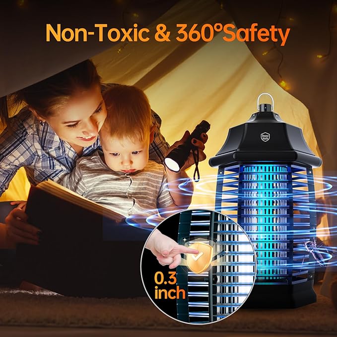 Bug Zapper Indoor, Fly Zappers Electric Mosquitoes Insect Gant Fruit Flies Moth Traps with 4200V for Home Living Room Bedroom Kitchen Backyard Patio Garage Office Camping