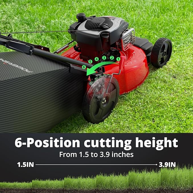 PowerSmart 21-Inch Gas Lawn Mower with B&S Engine, 3-in-1 (Bag/Mulch/Rear Discharge), Self-Propelled, 6 Cutting Heights, Durable Steel Deck, Rear-Wheel Drive