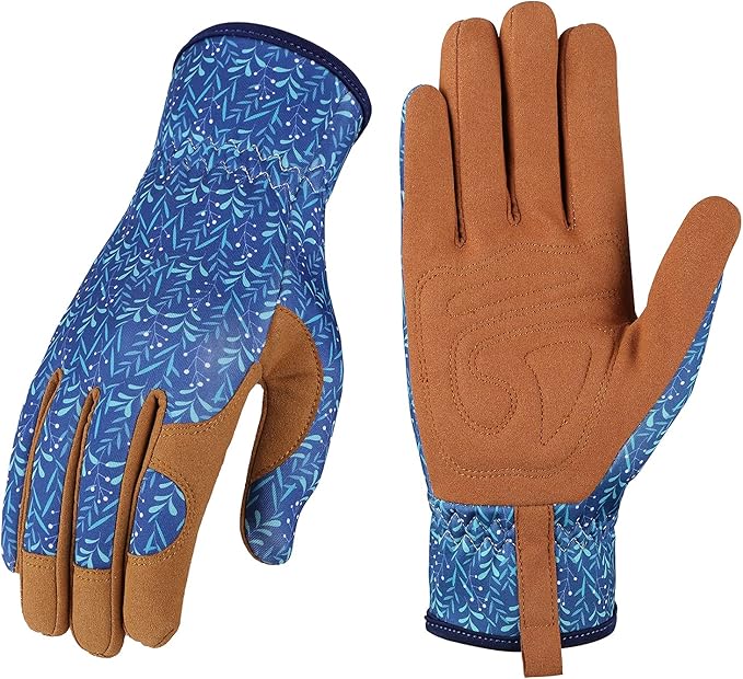 Bamllum Leather Gardening Gloves for Women - Working Gloves for Weeding, Digging, Planting, Raking and Pruning