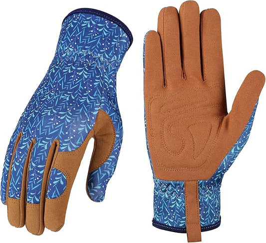 Bamllum Leather Gardening Gloves for Women - Working Gloves for Weeding, Digging, Planting, Raking and Pruning