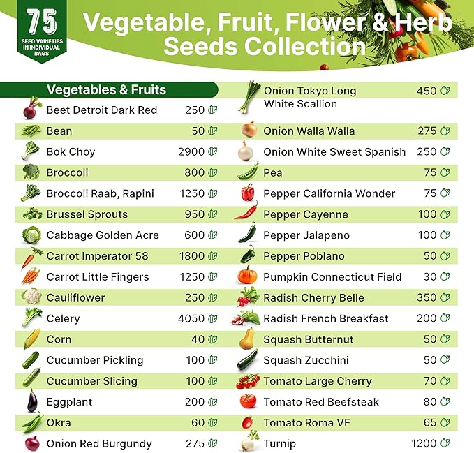 Medicinal & Tea Herb Seeds Variety Pack for Indoor & Outdoors - 75 Variety Pack. Non-GMO Heirloom Garden Seeds: Rosemary, Cilantro, Basil, Oregano, Parsley, Dill, Lavender, Catnip, Dill, Calendula