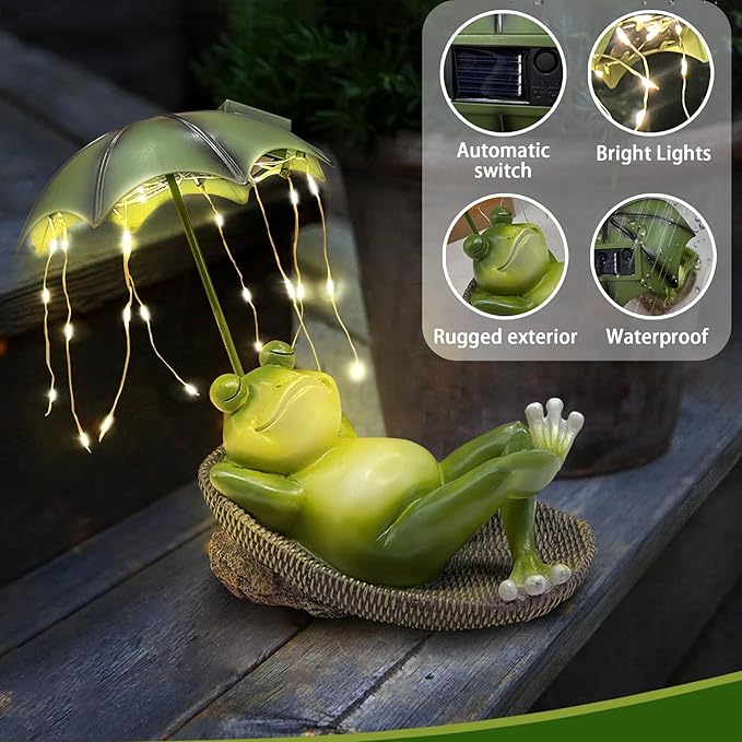 Garden Statues for Outside -Outdoor Statues and Sculptures,Outdoor Statue Decor for Yard, Unique Birthday Garden Gift for Ladies/Mom/Grandma (Frog Statue)