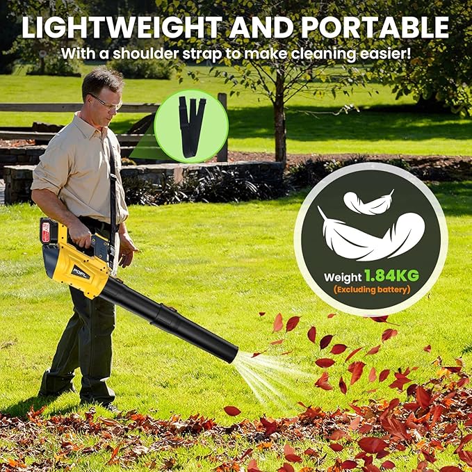 Leaf Blower, Electric Cordless Leaf Blower with 8000mAh(2 x 4.0AH) Batteries and Charger, 6 Speed Mode, Lightweight Leaf Blowers for Blowing Leaves, Lawn Care, Patio Cleaning and Dust