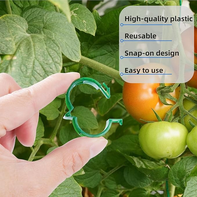 200 Pcs Plant Support Clips,Plastic Clips for Securing Plants,Tomato Vine Clips,Plant Fixing Clips,Garden Clips for Climbing Plants,Grape and Vine Vegetables (200, White)