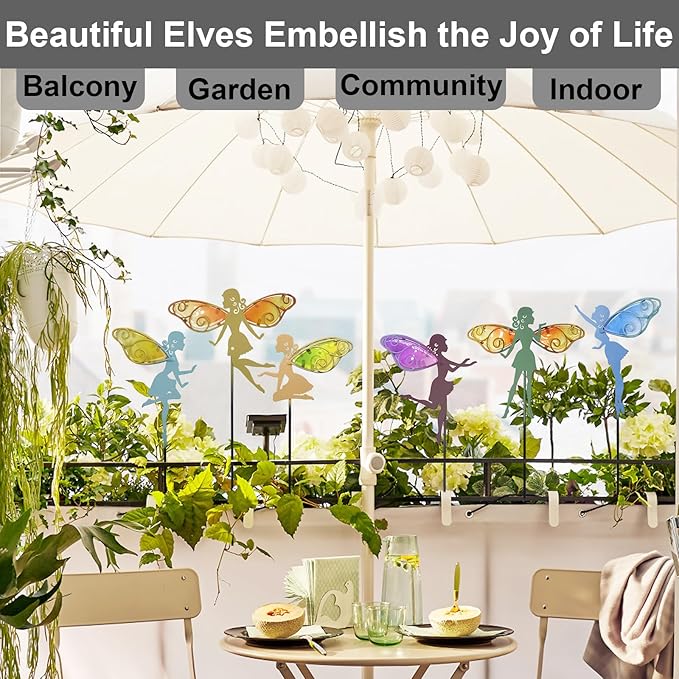 John's Studio Fairy Decorative Garden Stake - Outdoor Metal Pathway Decoration Dual Purpose Indoor Hanging Wall Decor for Garden Patio Yard Lawn Pathway Ornaments - 6PCS