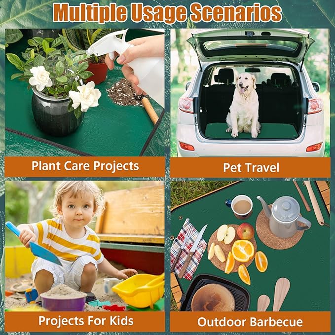 3pcs Susguo Repotting Mat for Indoor Plants, Mix Size Repotting Mats, Thickened Waterproof Plant Mat, Portable Folding Potting Mat, Gardening Mat for Orchid Pot, Planting Potting Soil Change Mat