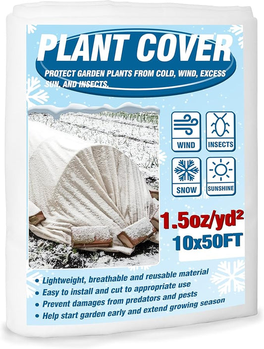 Gardzen 1.5 oz Plant Covers Freeze Protection, Reusable 10ft x 30ft Floating Row Covers, Thicker Frost Blankets for Outdoor Plants, Pests Protection, White