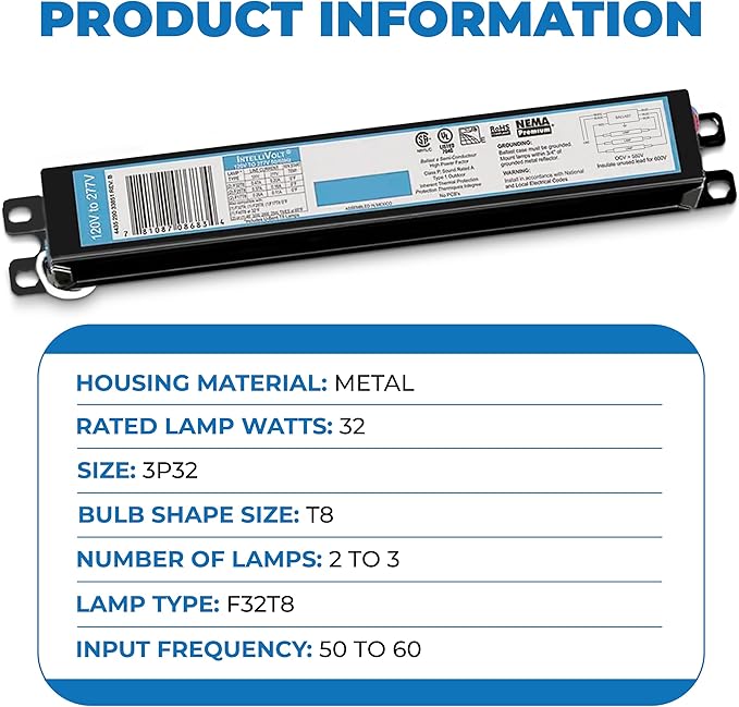 OHLECTRIC (10 Pack) Replacement for ICN-3P32-SC 1,2 & 3 Lamp - T8 Fluorescent Electronic Ballast - 120-277V - Instant Start - Standard Ballasts
