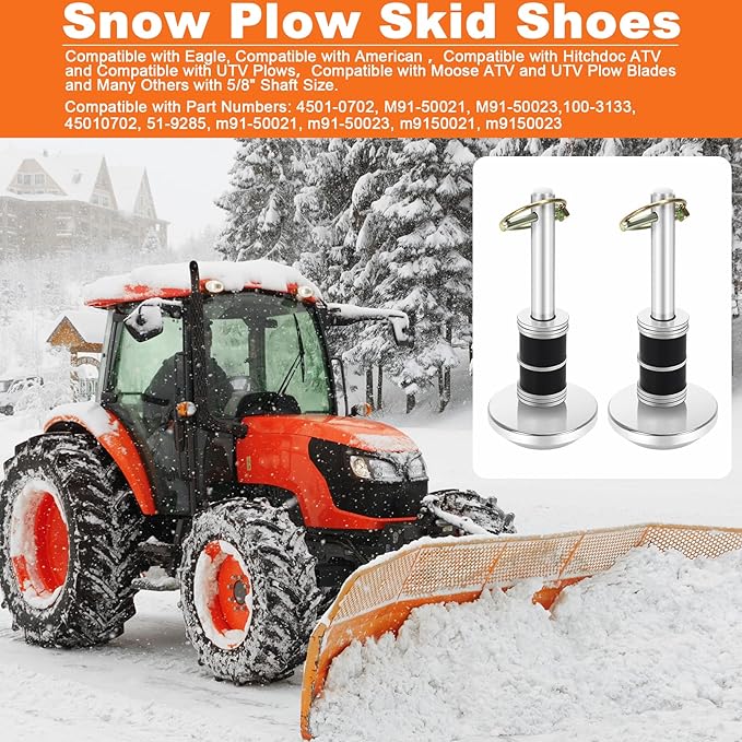 RGQSUN 2PCS Snow Plow Skid Shoes Snowplow Compatible with ATV UTV Moose (5/8" Shaft Size),Replacement Tractor Snow Plow Blade