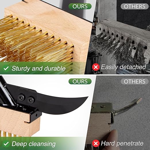 Walensee 3-in-1 Crack Weeder & Moss Remover Brush with 66.5-Inch Adjustable Handle, Weed Puller with 2 Replaceable Brush Heads and Scraper for Deck, Patio, Walkway, Driveway Crevice Cleaning Tool