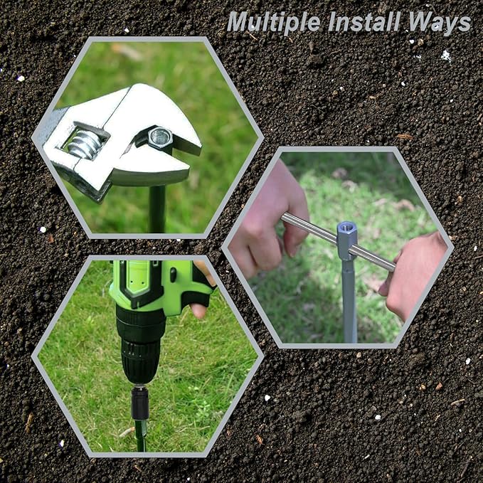 18 inch Ground Anchor Heavy Duty Earth Anchors Screw in Set for Mobile Home, Swing, Trampoline Tent Anchors Wind Resistant Tree Stakes and Supports with Drill Socket, 4 Pack