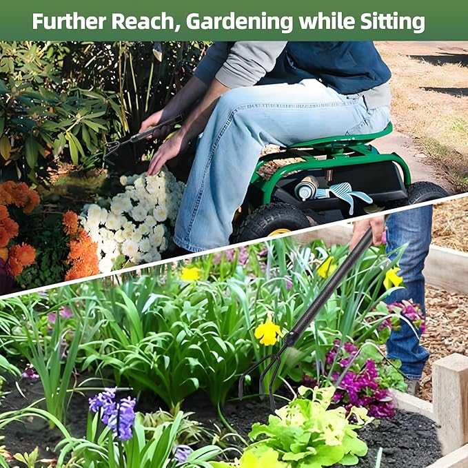 Garden Tool Set, 5Pcs Garden Tools with Extensions, Heavy Duty Rustproof Metal Gardening Tool Shovel Weeder Tiller Pruning Shear Gardening Supplies Garden Gifts for Women Kids