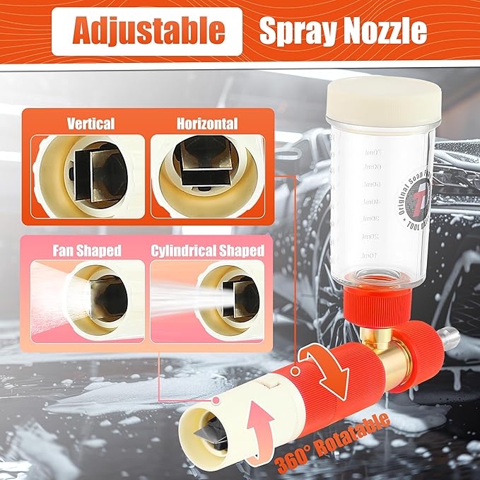 Tool Daily Pressure Washer Foam Cannon, Original Soap Foam Cannon for Car Washing, 5 Power Washer Nozzle Tips, 1/4 Inch Quick Connector