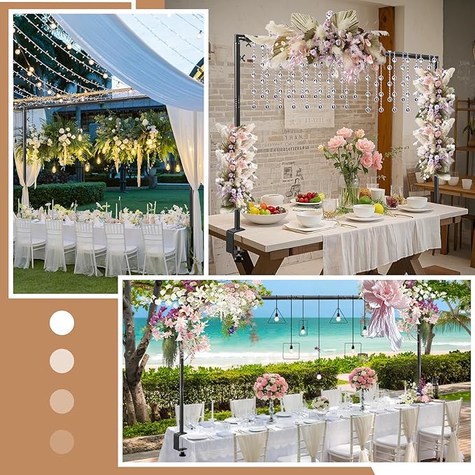 Over The Table Rod Stand with Clamps Adjustable 31-110 in Length 31-64 in Height Black Table Balloon Arch Hanging Stand with Storage Bag for Halloween Christmas Wedding Birthday Party Decoration